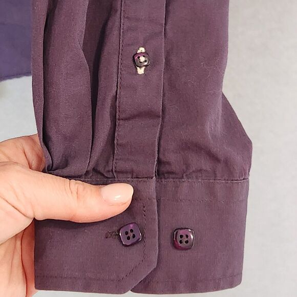 Cinch Shirt Mens L Purple Paisley Flip Cuff Long Sleeve Button Solid Western - Picture 8 of 12